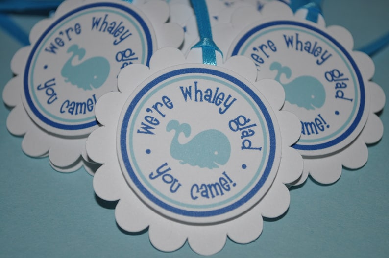 Nautical Baby Shower Whale Baby Shower Favor Sticker Labels Boy Whale Baby Shower Decorations Set of 24 Thank You Stickers