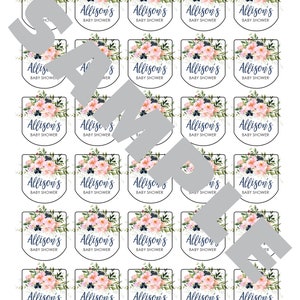 Baby Shower Sanitizer Favor Labels Blush Pink Navy Floral Hand Sanitizer Label Girl Baby Shower Boy Baby Shower Set of 30 Labels image 3