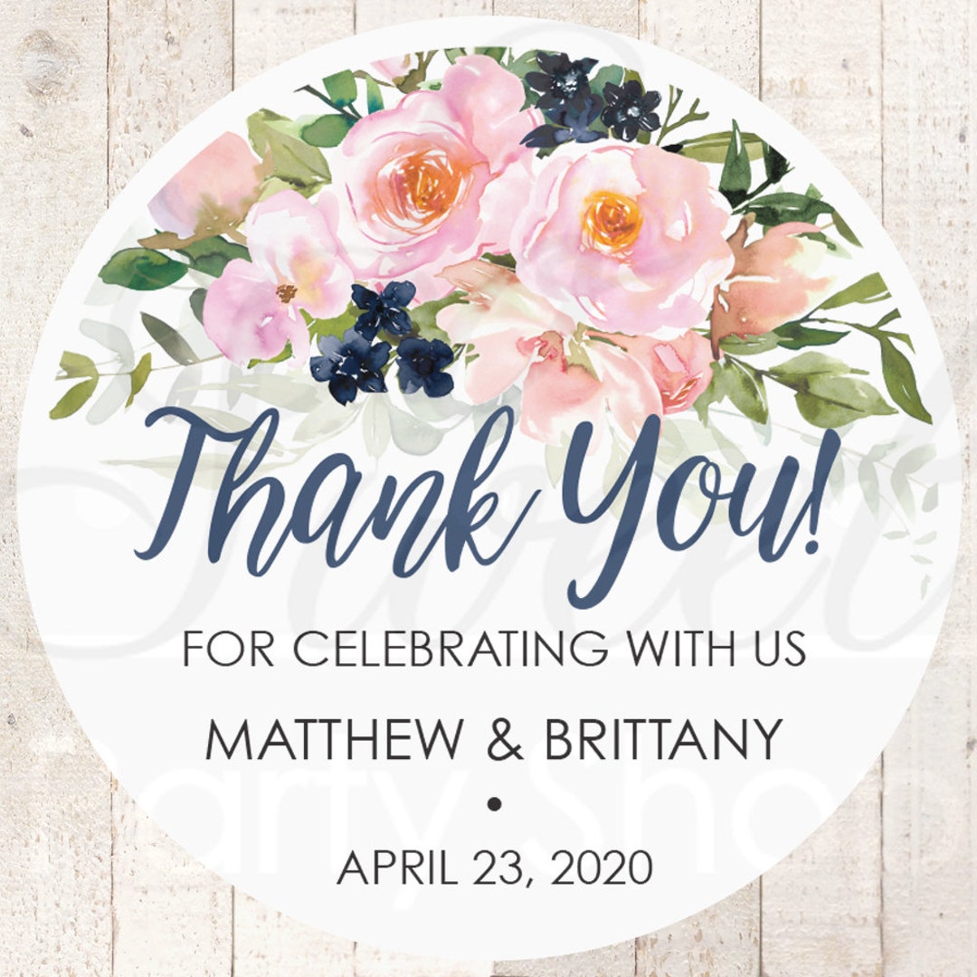 70 Personalized Pink Heart Wedding Stickers - Bride Thank You Favor Labels (Set Of 70)