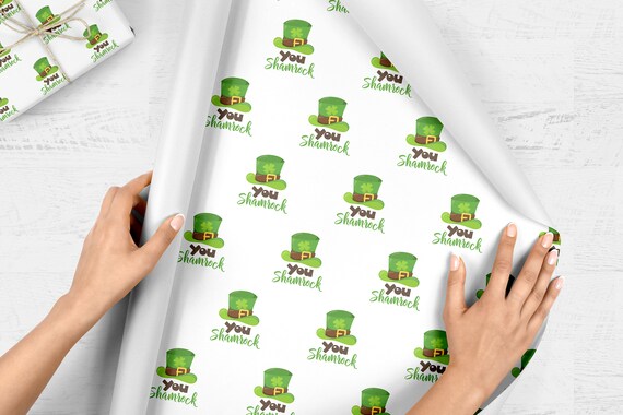 You Shamrock Gift Wrap Sheets St Patrick s Day Gift St Patricks