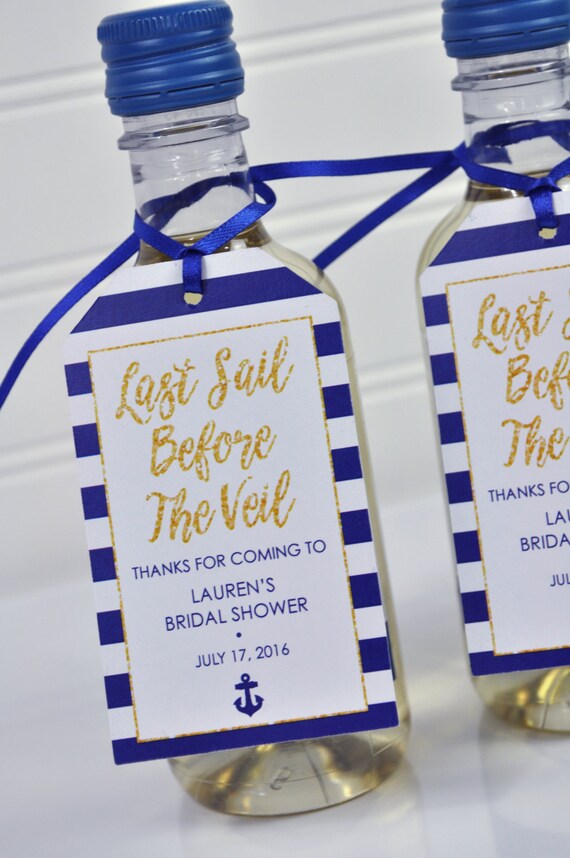 Mini Wine Bottle Favor Tags, Bridal Shower Favors, Last Sail Before The