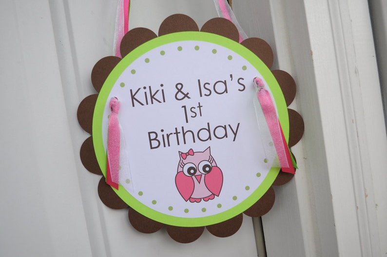 Girl Owl Theme Girls Birthday Party Decorations Girls 1st Birthday Party Door Sign Woodland Party