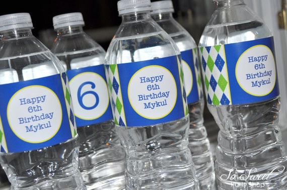 Argyle Water Bottle Labels Golf Water Bottle Wraps Drink Etsy