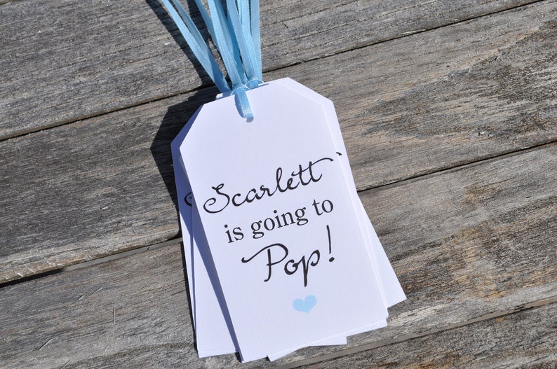 Going To Pop Favor Tags, Baby Shower Favors, Popcorn Favor Tags, Boys Baby Shower, Thank You Tags, Personalized Favor Tags Set of 12 image 4