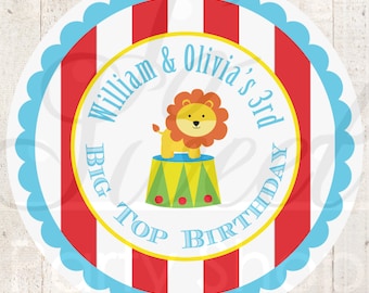 Circus Birthday Stickers - Circus Party Favor Sticker Labels - Kids Circus Carnival Birthday Decorations - Set of 24