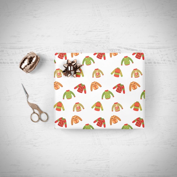 Ugly Sweater Gift Wrapping Paper, Ugly Holiday Sweater Gift Wrap Sheets