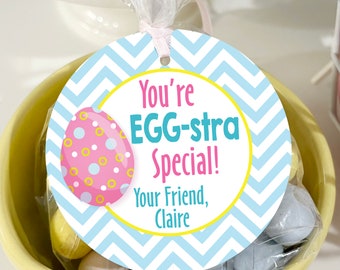 Happy Easter Treat Tags Easter Egg Tags Easter Bunny Party Decorations Favor Tags Personalized Treat Bag Tags - Set of 12