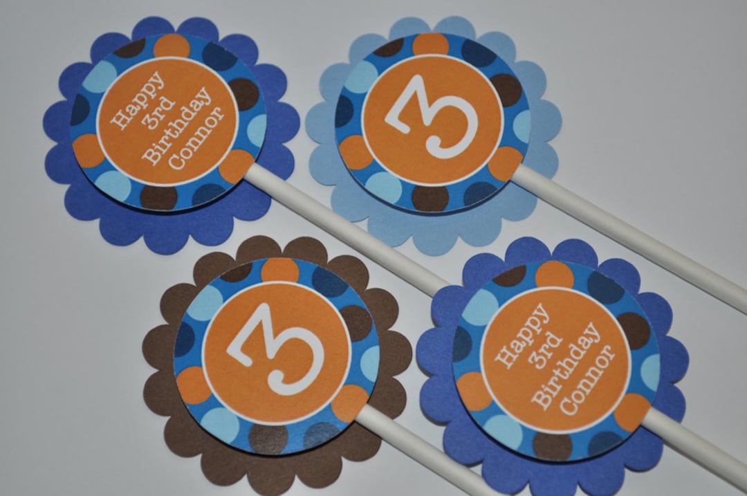 Boys Birthday Cupcake Toppers Boys Birthday Party Etsy