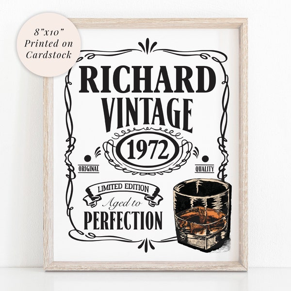 Aged To Perfection Birthday Sign 8x10 Print Adult Milestone Vintage Whiskey Birthday Sign Party Decorations Printed and Shipped