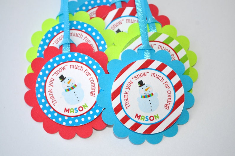 Snowman Birthday Favor Sticker Labels Winter Onederland Birthday Party Decorations Christmas Party Stickers Set of 24 image 5