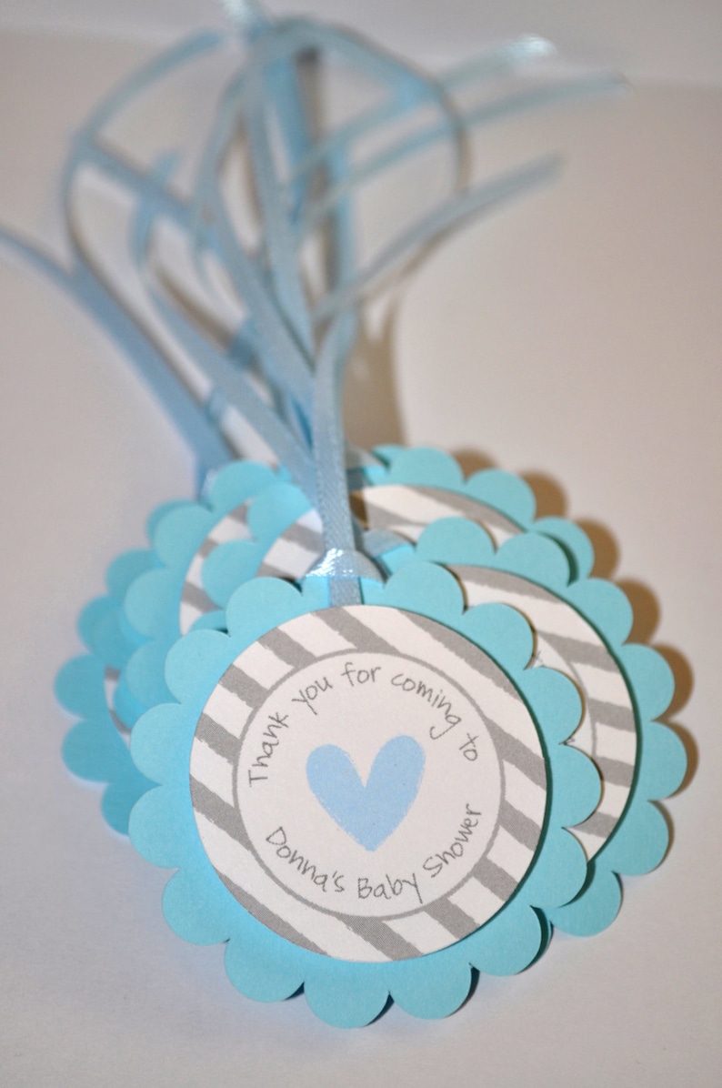 Boys Baby Shower Favor Tags Blue and Gray Thank You Tags ...