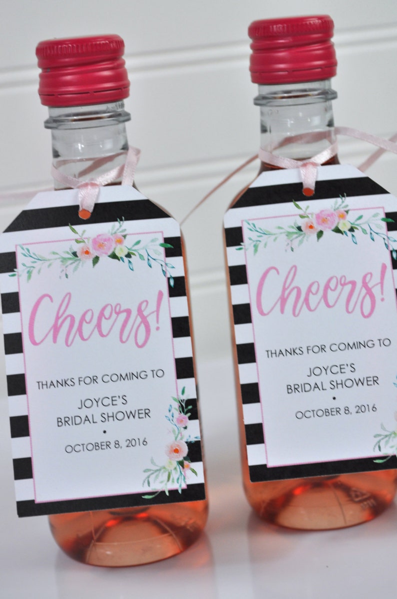 Bridal Shower Favor Tags Mini Wine Bottles Cheers Etsy