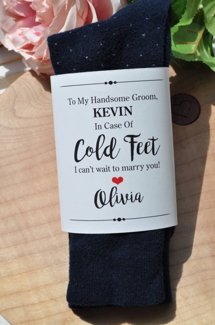 In Case of Cold Feet Label Wedding Cold Feet Sock Wrap Groom | Etsy
