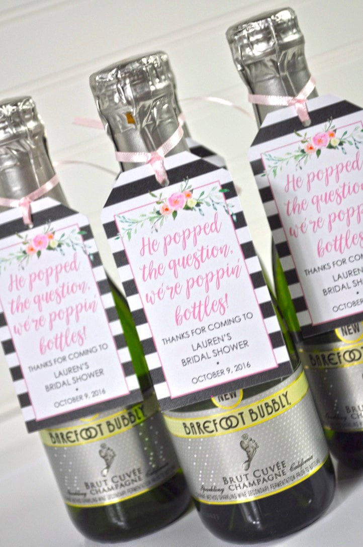 Mini Wine Bottle Bridal Shower Favor Tags Bachelorette Party Etsy