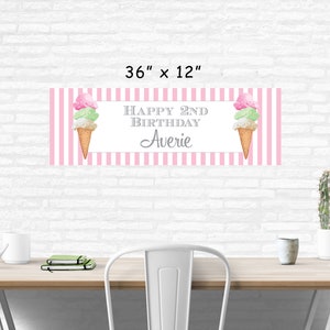 Ice Cream Birthday Banner, Sweet Shoppe Ice Cream Parlor Birthday Banner, 1st Birthday Banner Printed and Shipped image 2