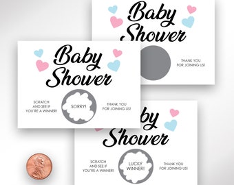 Baby Shower Game Scratch Off Ticket Cards Printed, Boy Or Girl Baby Shower Gender Neutral - Set of 24 Cards Printed and Shipped