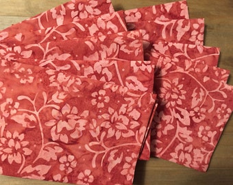 Burnt Orange / Ten Unpaper Batik Napkins /  100% Cotton / Machine Washable / Handmade / USA Made / Dinner Napkins / Reusable