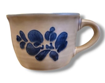Pfaltzgraff Folk Art Coffee Mug 2 5/8"  Blue Floral Brown Stoneware
