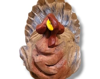 Vintage 1986 Whiterock Studio Clay Pottery Turkey Figurine Thanksgiving Decor