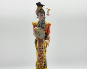 Vintage Taiwan Detailed Ornate Souvenir Doll 10 Inches Tall
