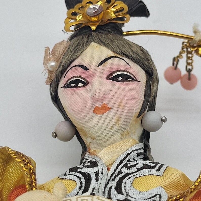 Vintage Taiwan Detailed Ornate Souvenir Doll 10 Inches Tall image 14