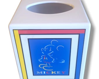 Vintage Disney Mickey Mouse Silhouette Primary Colors Plastic Tissue Box Cover