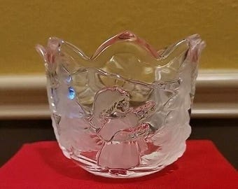 Mikasa "Christmas Story" Frosted Candle Holder 3 1/4" Made In Germany Pre-owned