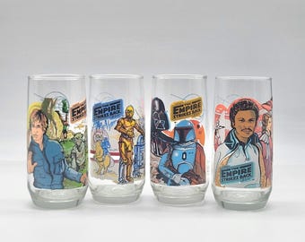 Vintage Rare 1980 Burger King Star Wars Collectible Tumblers Complete Set