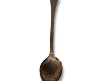 Queen Esther Lady Esther Pattern Silver Plate 7.5" Iced Tea Spoon, Tarnished