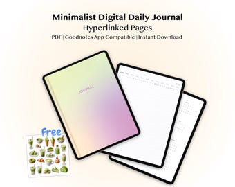 Clickable Days Undatiertes digitales Tagebuch, liniertes Notizbuch, PDF-Download, Goodnotes, wiederverwendbar, Basic, einfach, minimalistisch