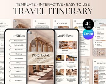 Travel Itinerary Template Canva Mobile Trip Planner Canva Travel Guide Template Editable Customizable Destination Trip Itinerary Mobile