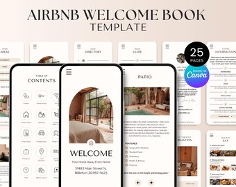Modello di libro di benvenuto Airbnb Canva Mobile Libro di benvenuto digitale Airbnb Guida di benvenuto digitale Airbnb Modello di casa vacanze VRBO Canva