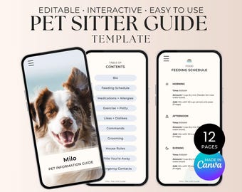 Dog Sitter Template Canva Mobile Template Dog Sitter Checklist Pet Care Guide Editable Template Dog Care Instructions