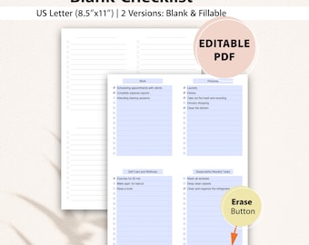 Checkliste für kleine Unternehmen tägliche Aufgaben ausfüllbar, löschbar, druckbar, blanko, Checkliste, minimalistische Bestandsverfolgung, einfach, neutral