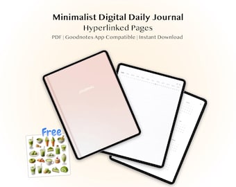 Clickable Days Undatiertes digitales Tagebuch, liniertes Notizbuch, PDF-Download, Goodnotes, wiederverwendbar, Basic, einfach, minimalistisch