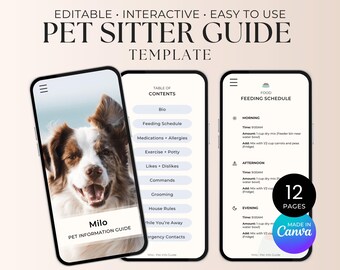 Dog Sitter Template Canva Mobile Template Dog Sitter Checklist Pet Care Guide Editable Template Dog Care Instructions