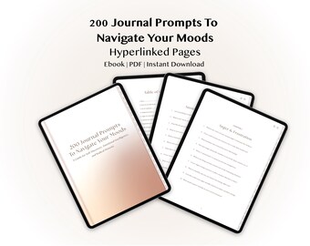 200 geführte Journal-Aufführungen, um Ihre Emotionen zu steuern Ebook, mit Hyperlink, PDF-Download, minimalistischer digitaler täglicher Journalführer