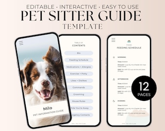Haustiersitter Checkliste Digitale Hundesitter Checkliste Canva Template Pet Care Guide Bearbeitbare Vorlagebernstein-Planer Digitale Anleitung für Haustiere