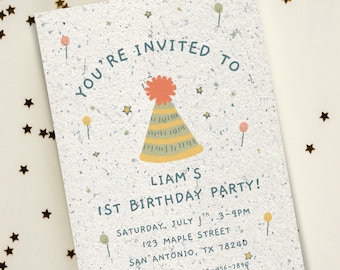 Spaß Einladung zum ersten Geburtstag für Jungen Canva Vorlage Einladung zum ersten Geburtstag Junge Digitale Geburtstagseinladung Geburtstag Evite Text Email