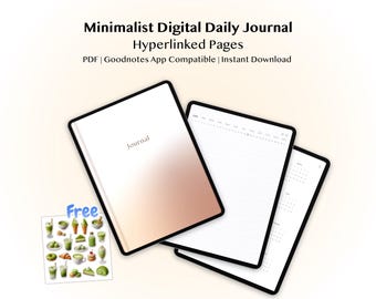 Clickable Days Undatiertes digitales Tagebuch, liniertes Notizbuch, PDF-Download, Goodnotes, wiederverwendbar, Basic, einfach, minimalistisch