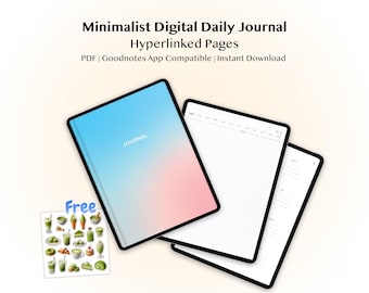 Clickable Days Undatiertes digitales Tagebuch, liniertes Notizbuch, PDF-Download, Goodnotes, wiederverwendbar, Basic, einfach, minimalistisch