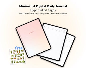 Clickable Days Undatiertes digitales Tagebuch, liniertes Notizbuch, PDF-Download, Goodnotes, wiederverwendbar, Basic, einfach, minimalistisch