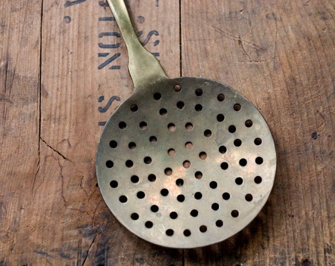 Antique Brass Strainer Skimmer Spoon Sieve English Etsy