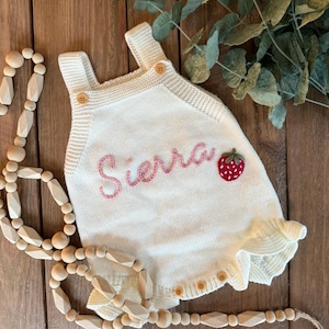 Personalized Knit Baby Romper: Custom Embroidered Newborn Outfit