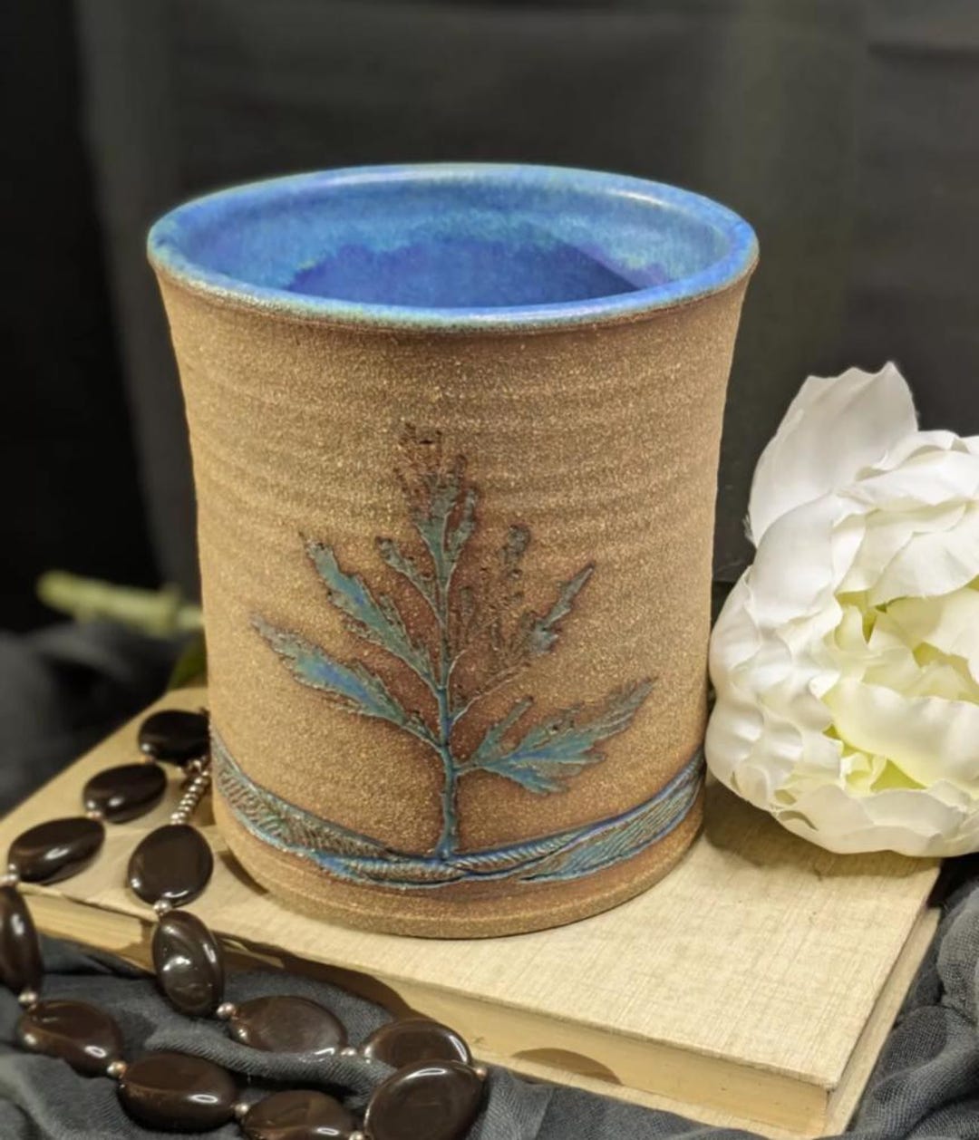 Nature Inspirited Foxlo Pottery Vase Brown and Blue - Etsy