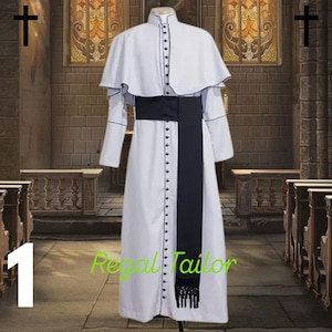 Handmade Catholic White Priest Cassock with Sash - Traditional Clergy Vestment - Liturgical Robe -Priest Church Attire - Religious Wear