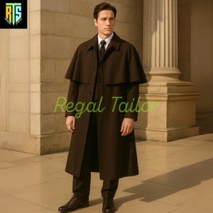 Dunkelbraunes Wollinverness Cape Mantel - 5-Teiliges Regency Set