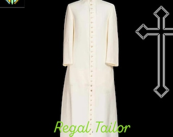 Catholic Priest Cassock - Traditional Clergy Vestment - Custom Size - Liturgical Robe - Priest Church Attire - White Clergy Cassock