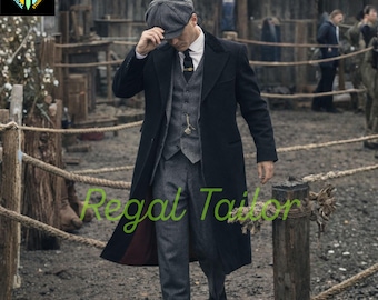 メンズ ヘリンボーン ツイード スーツ 3ピース ピーキー・ブラインダー