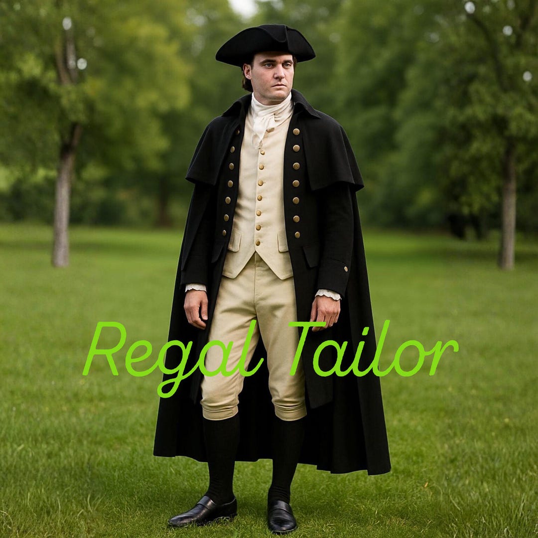 18th Century Historical Outfit - Men’s Black Regency Cape Coat ...